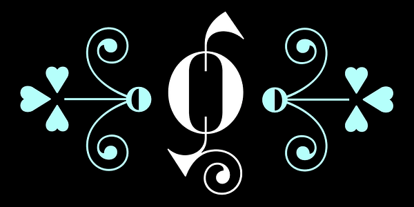 Card displaying Glyptic DJR typeface in various styles