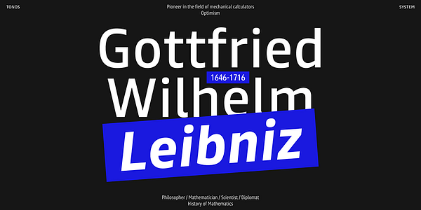 Card displaying Tonos typeface in various styles