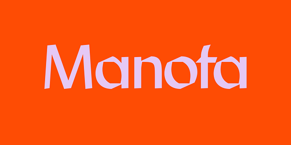 Card displaying Manofa typeface in various styles