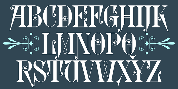 Card displaying Glyptic DJR typeface in various styles