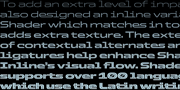 Card displaying Shader Inline typeface in various styles