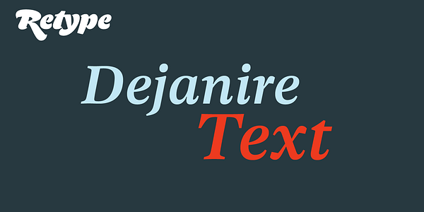 Card displaying Dejanire Text typeface in various styles