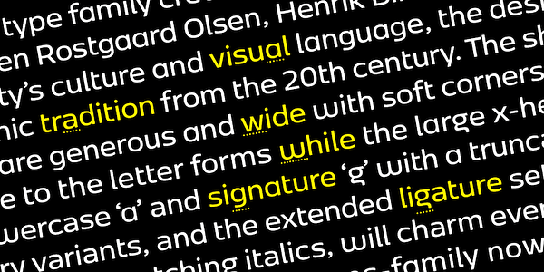 Card displaying Kobenhavn Sans typeface in various styles