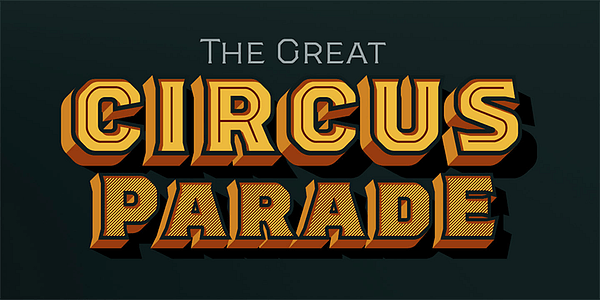 Card displaying Worker 3D typeface in various styles