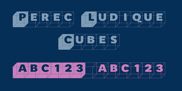 Card displaying Perec Ludique typeface in various styles