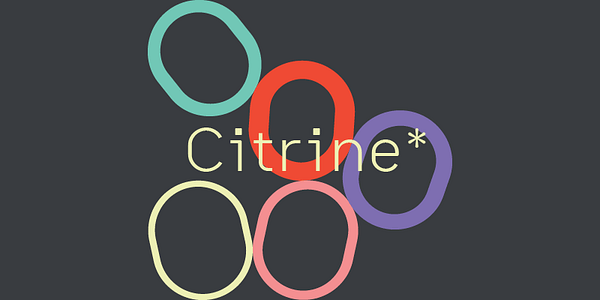 Card displaying Citrine Variable typeface in various styles