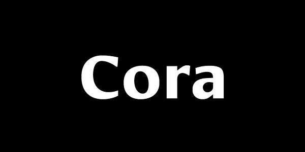 Card displaying Cora typeface in various styles
