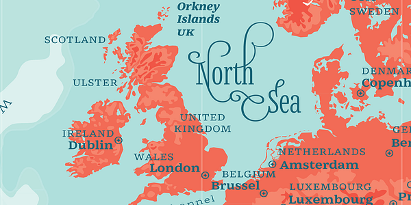 Card displaying Mala typeface in various styles