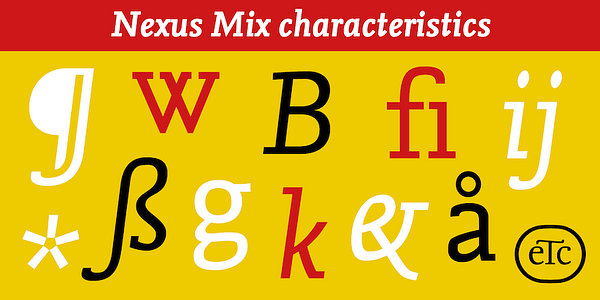 Card displaying Nexus Mix typeface in various styles
