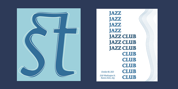 Card displaying Kinesis typeface in various styles