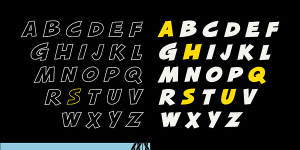 Card displaying Squash MN typeface in various styles