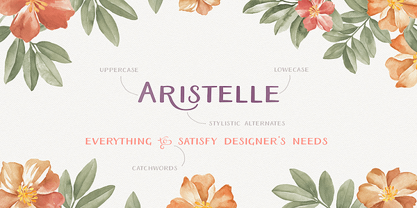 Card displaying Aristelle typeface in various styles