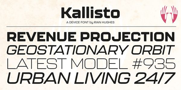 Card displaying Kallisto typeface in various styles