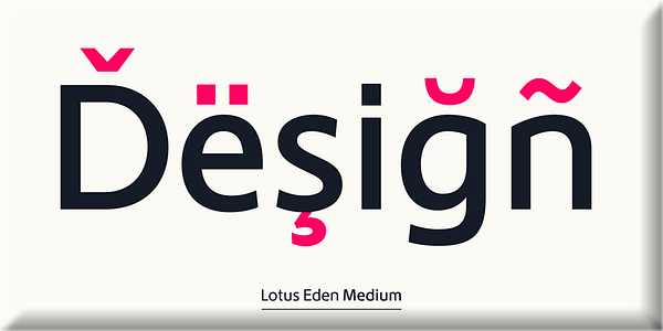 Card displaying Lotus Eden typeface in various styles