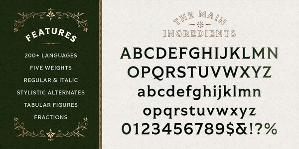 Card displaying Tiller typeface in various styles