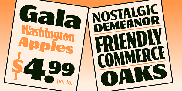 Card displaying Oaks typeface in various styles