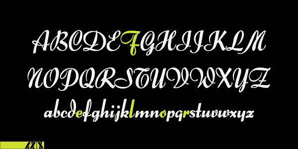 Card displaying Forelle MN typeface in various styles