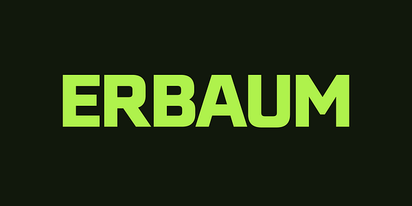 Card displaying Erbaum typeface in various styles