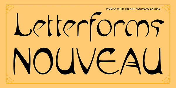 Card displaying P22 Mucha typeface in various styles