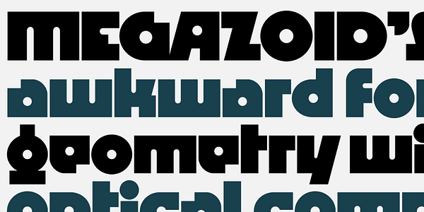 Card displaying Megazoid typeface in various styles