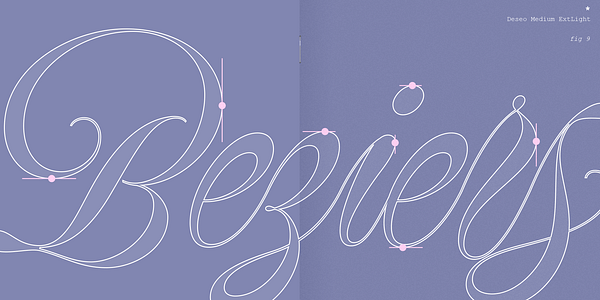 Card displaying Deseo typeface in various styles