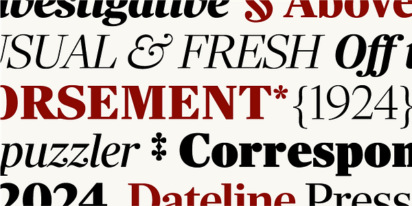 Card displaying Richmond Display typeface in various styles