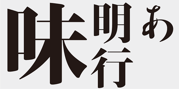 Card displaying AB Ajimin Modern Gyo/EB typeface in various styles