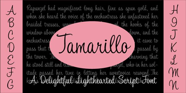 Card displaying Tamarillo JF typeface in various styles