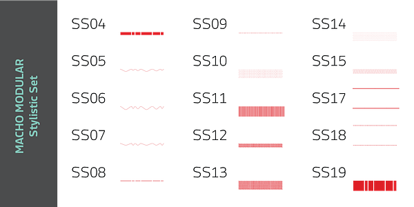 Card displaying MachoModular typeface in various styles
