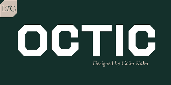 Card displaying LTC Octic Gothic typeface in various styles