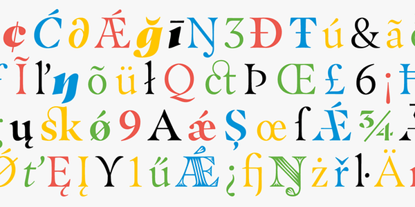 Card displaying Masqualero typeface in various styles