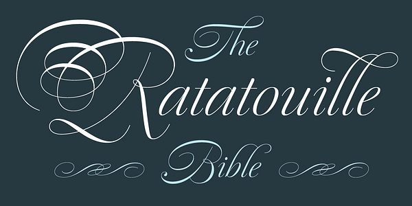 Card displaying Dulcinea typeface in various styles