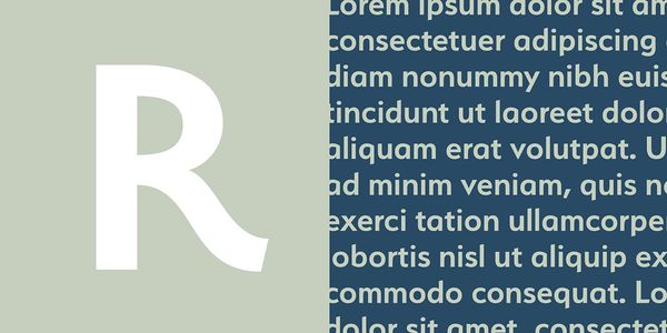 Card displaying Serenity typeface in various styles