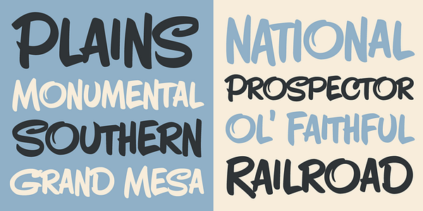 Card displaying Silver Northern typeface in various styles
