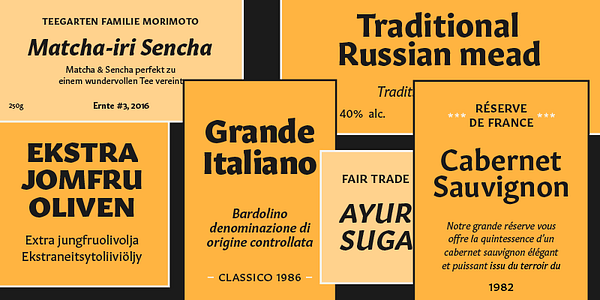 Card displaying Gitan Latin typeface in various styles