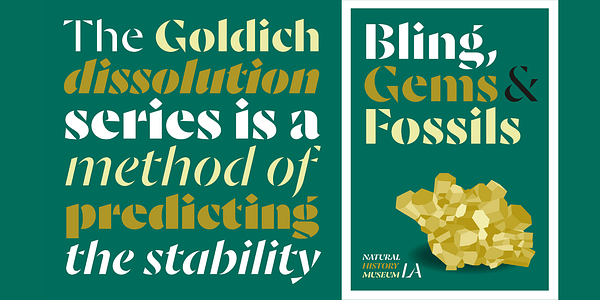 Card displaying Goldich typeface in various styles