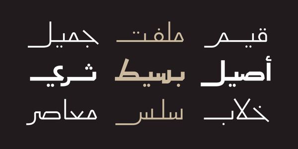 Card displaying Aaber typeface in various styles