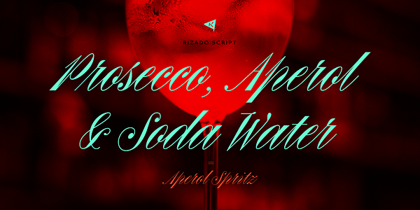 Card displaying Rizado Script typeface in various styles