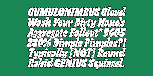 Card displaying Sudz typeface in various styles