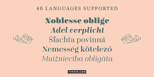Card displaying Presti Display typeface in various styles