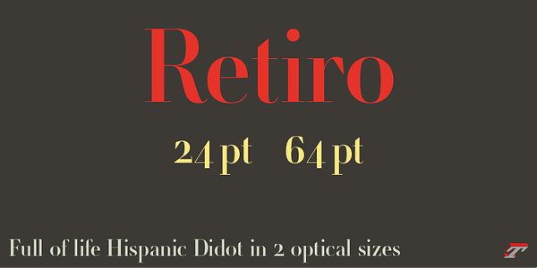 Card displaying Retiro typeface in various styles