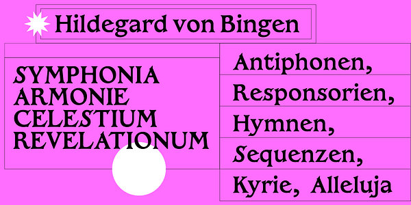 Card displaying Rhau typeface in various styles