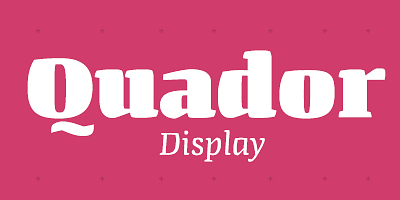Card displaying Quador Display typeface in various styles