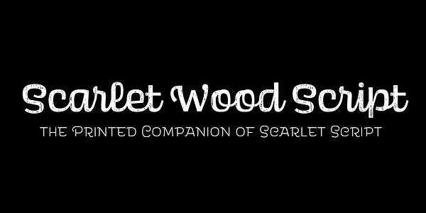Card displaying Scarlet Wood typeface in various styles