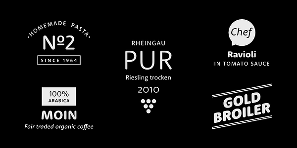 Card displaying Rooney Sans typeface in various styles