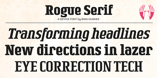 Card displaying Rogue Serif typeface in various styles