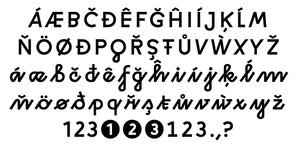 Card displaying Rukou typeface in various styles