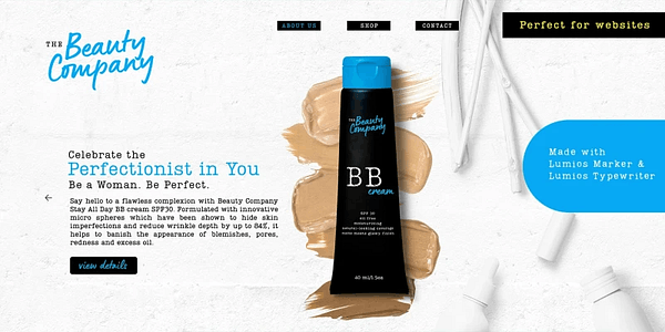 Card displaying Lumios Typewriter typeface in various styles