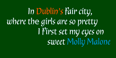 Card displaying Dublin typeface in various styles