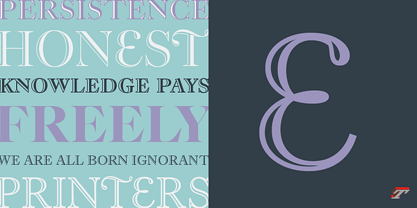 Card displaying Caslonian Open typeface in various styles